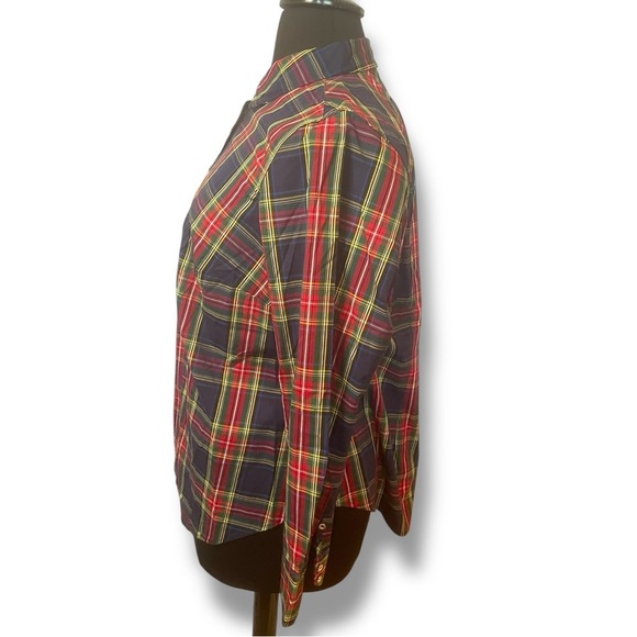 TALBOTS Plaid Tartan Perfect Shirt with Gold Buttons Women’s Plus 14 - Picture 3 of 10